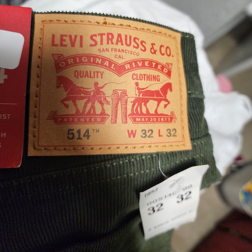 Levi's 514 Dark Green Straight Denim Corduroy pants - Picture 7 of 14